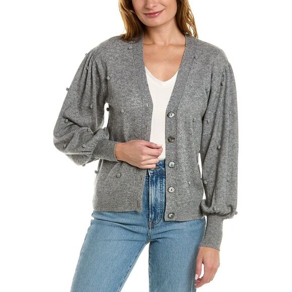 Scott & Scott London Womens  Bobble Wool & Cashmere-Blend Cardigan, Grey - Picture 1 of 3
